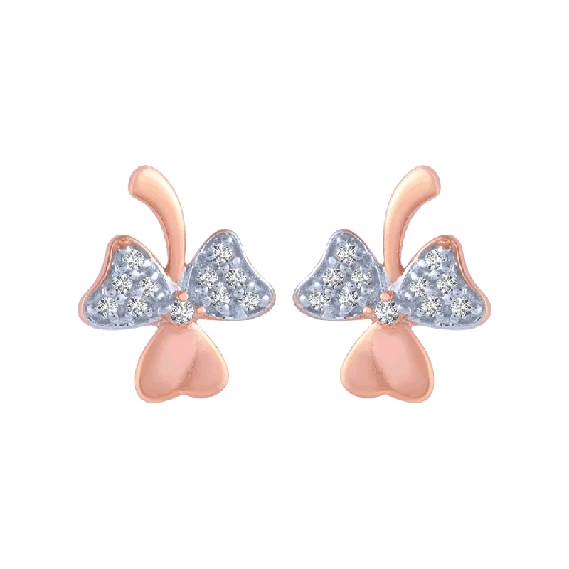 Women’s custom diamond earrings-18KT (750) Rose Gold And Diamond Stud Earrings For Women