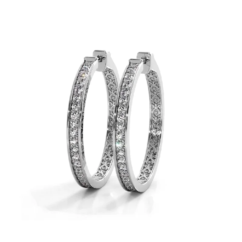 Women’s sapphire stud earrings-1.32 ctw. Round Diamond Medium Hoop Earrings