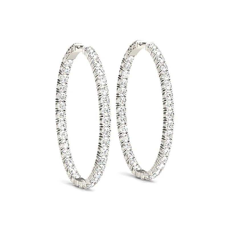 Women’s moonstone earrings-Classic 6.00 ctw Diamond Hoop Earrings Inside-Out Modern Style