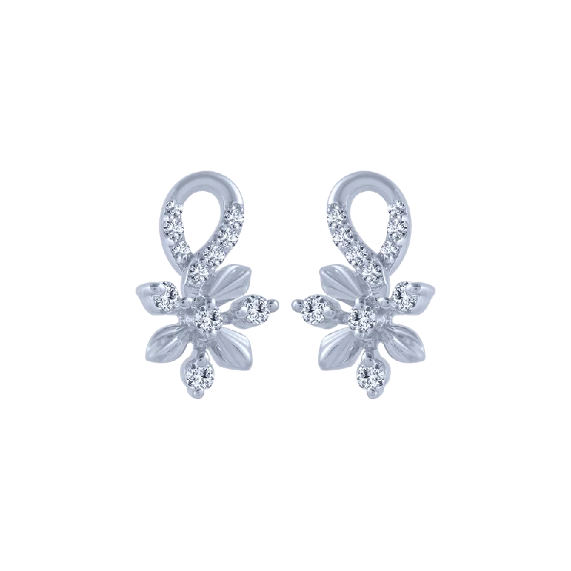 Women’s exclusive earrings-14KT (585) White Gold And Diamond Stud Earrings For Women