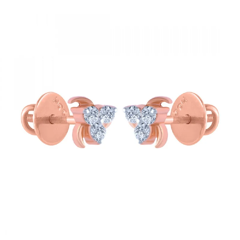 Women’s hoop diamond earrings-14k (585) Rose Gold And Diamond Stud Earrings For Women