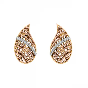 Women’s minimalist earrings-18KT (585) Yellow Gold And Diamond Earrings For Women