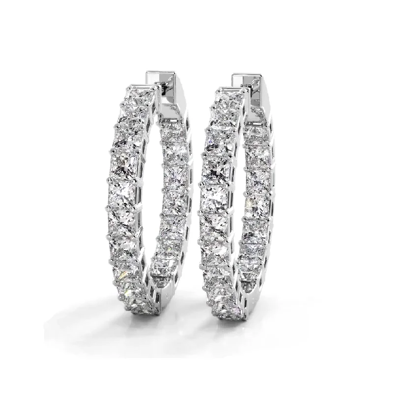 Women’s diamond hoop earrings-Classic 5.50 ctw. Princess Cut Diamond Hoop Earrings