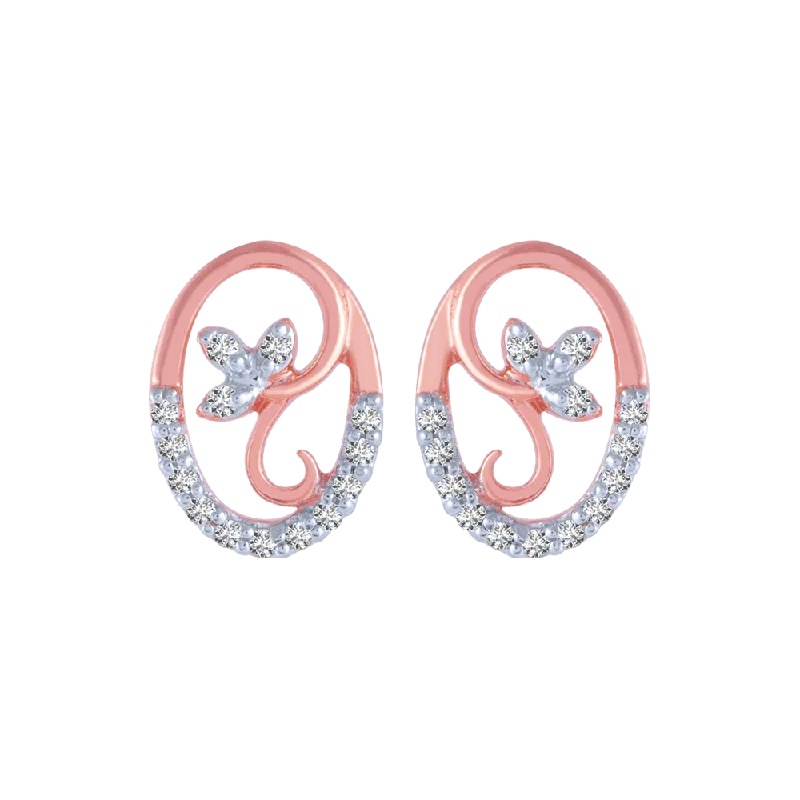 Women’s butterfly earrings-14KT (585) Rose Gold And Diamond Stud Earrings For Women