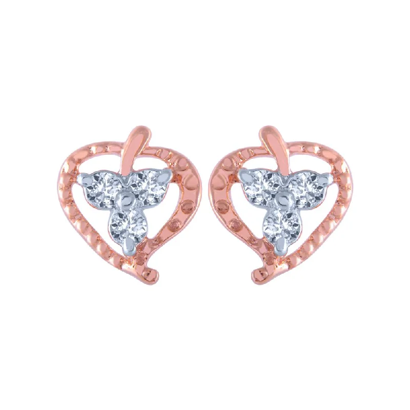 Women’s bold earrings-18k (750) Rose Gold And Diamond Stud Earrings For Women