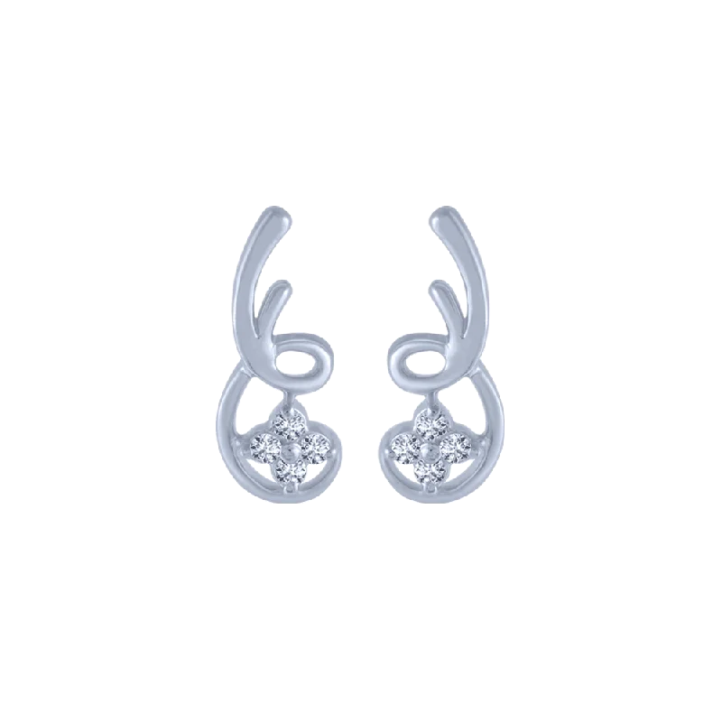 Women’s wedding earrings-14KT (585) White Gold And Diamond Stud Earrings For Women