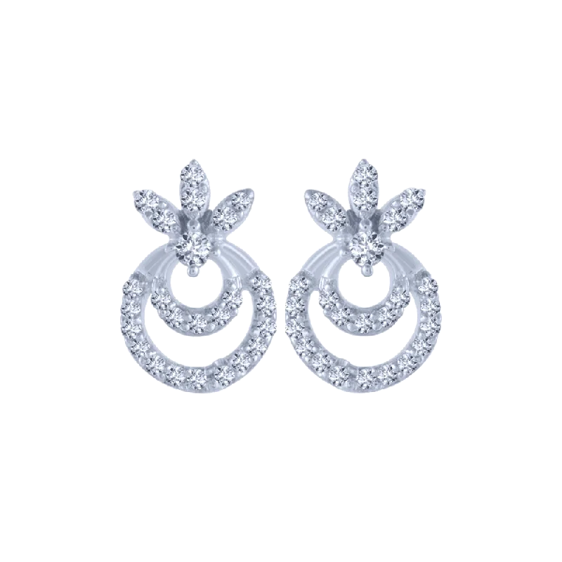 Women’s sterling silver earrings-14KT (585) White Gold And Diamond Stud Earrings For Women