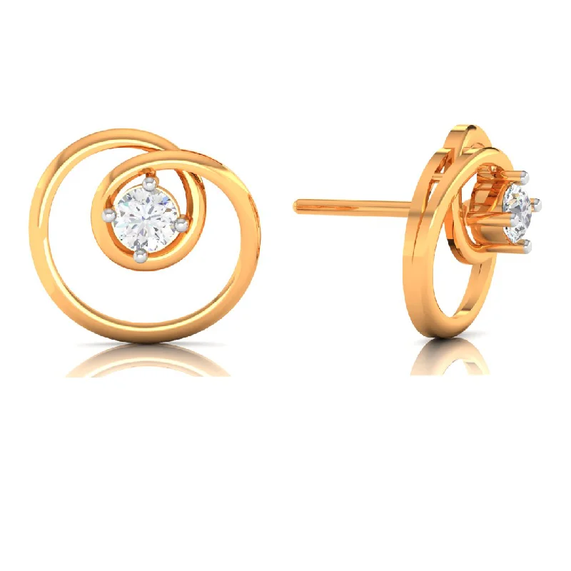 Women’s classic gold earrings-Twirled Designed Diamond And 18k Gold Earrings