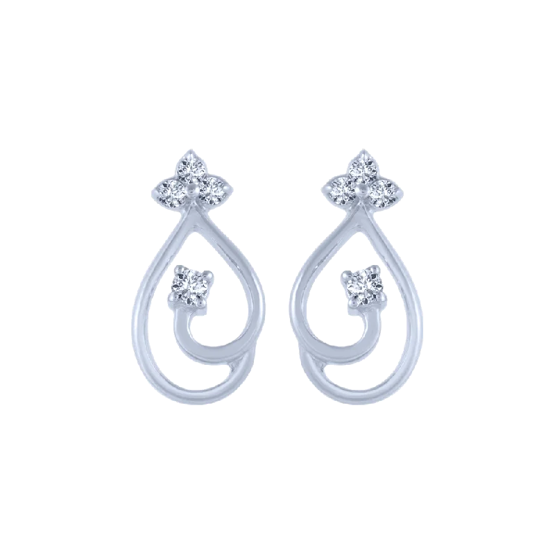 Women’s classic earrings-14KT (585) White Gold And Diamond Stud Earrings For Women