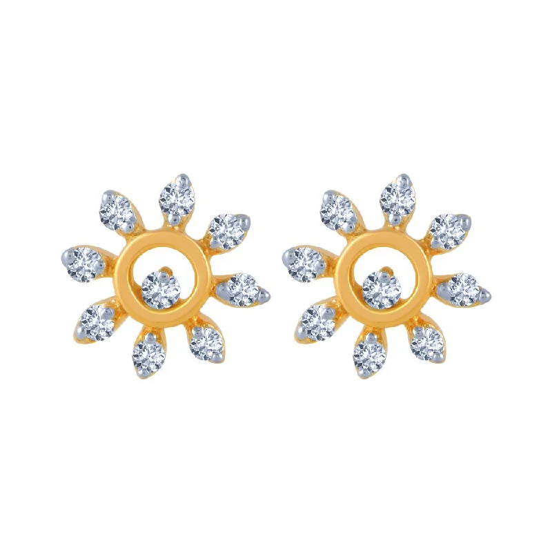 Women’s ear cuff earrings-18k (750) Yellow Gold And Diamond Stud Earrings For Women