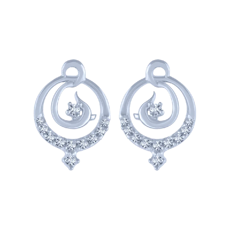 Women’s sapphire earrings-14KT (585) White Gold And Diamond Stud Earrings For Women