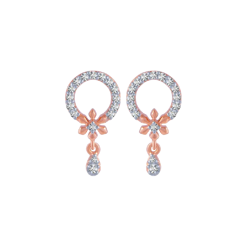 Women’s handmade earrings-14KT (585) Rose Gold And Diamond Stud Earrings For Women