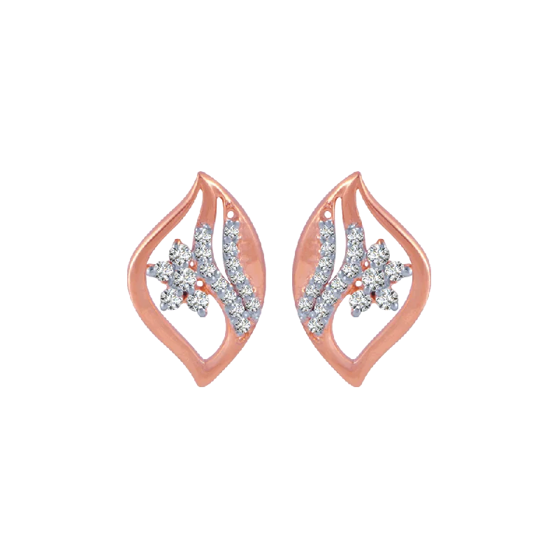 Women’s emerald earrings-14KT (585) Rose Gold And Diamond Stud Earrings For Women