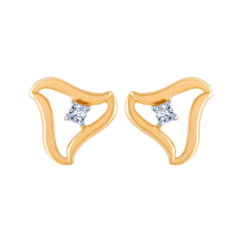 Women’s platinum earrings-18k (750) Yellow Gold And Diamond Stud Earrings For Women