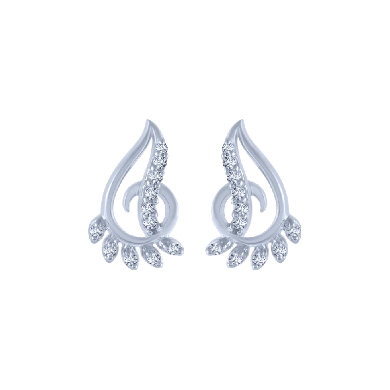 Women’s luxury earrings-14KT (585) White Gold And Diamond Stud Earrings For Women