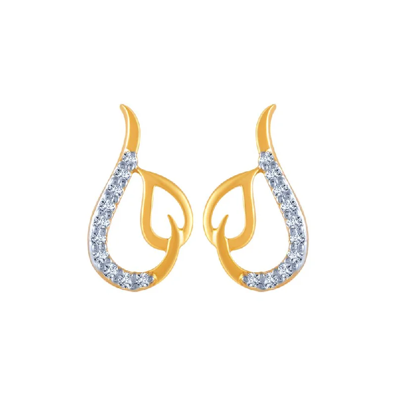 Women’s ear cuff earrings-18k (750) Yellow Gold And Diamond Stud Earrings For Women