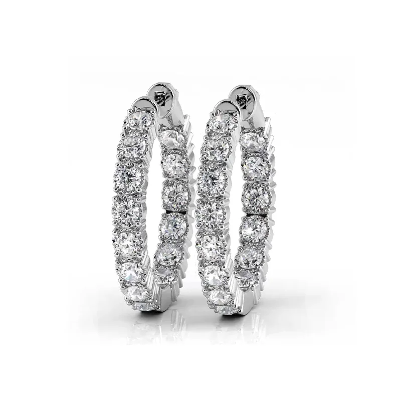 Women’s trendy earrings-1.50 ctw. Round Diamond Hoop Earrings Crown Style Setting