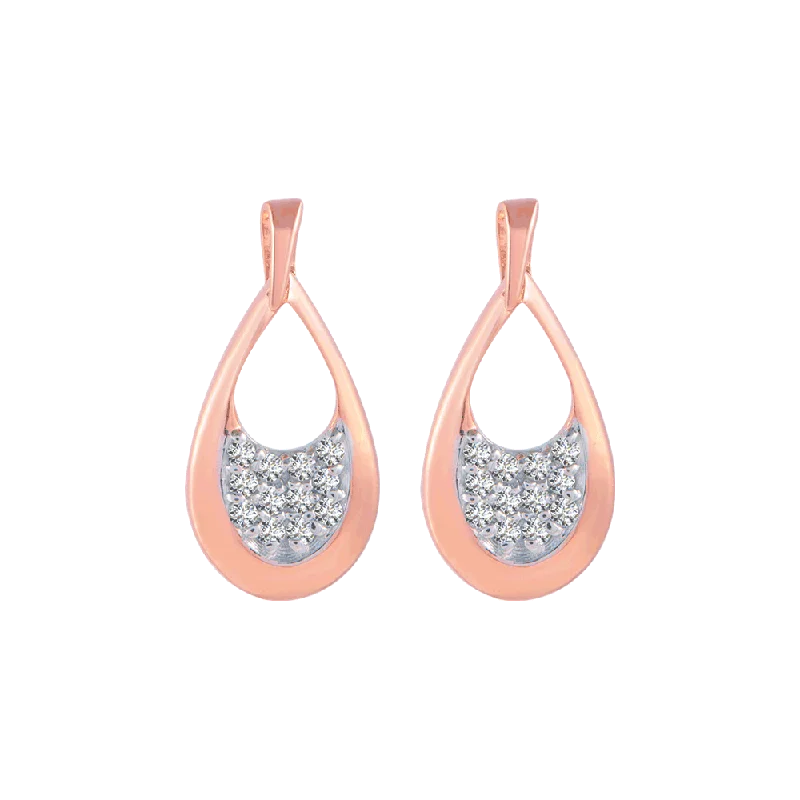 Women’s drop gemstone earrings-14KT (585) Rose Gold And Diamond Stud Earrings For Women