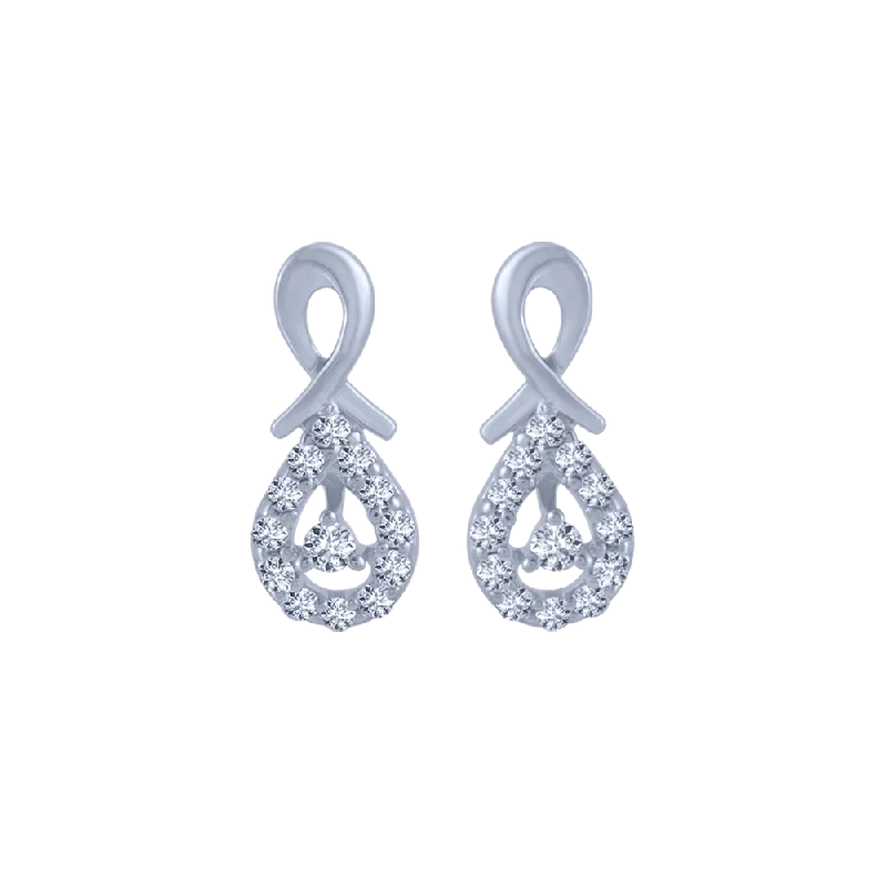 Women’s bohemian earrings-14KT (585) White Gold And Diamond Stud Earrings For Women