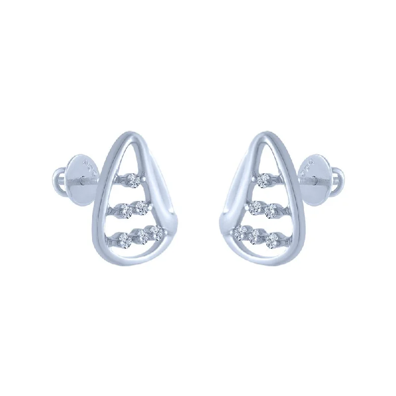 Women’s pearl earrings-18k (750) White Gold And Diamond Stud Earrings For Women