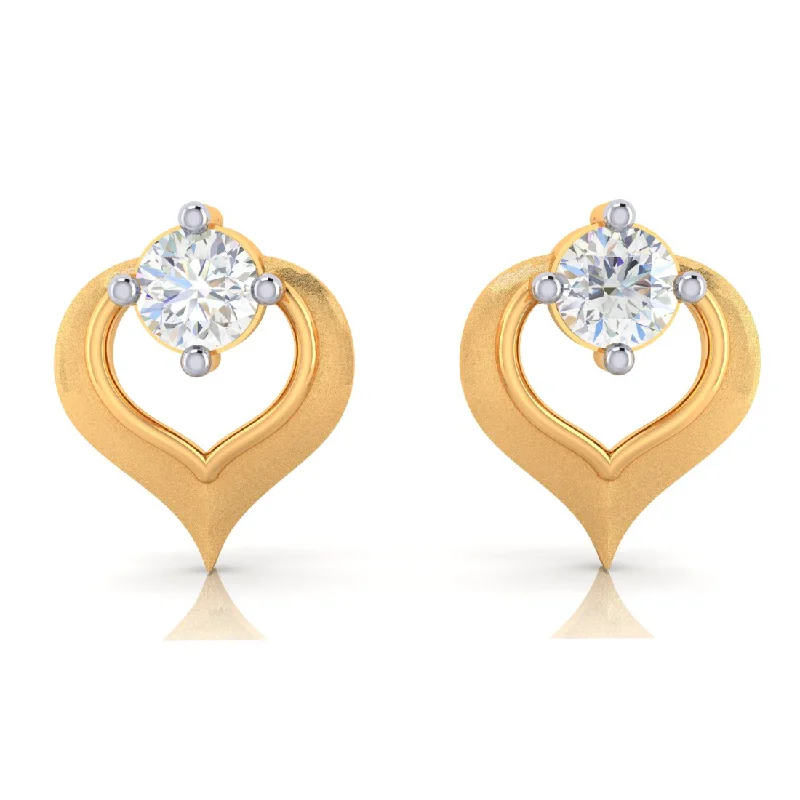 Women’s chunky earrings-18k Heart Shape Gold Diamond Earrings