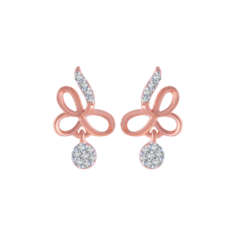 Women’s bold earrings-14KT (585) Rose Gold And Diamond Stud Earrings For Women