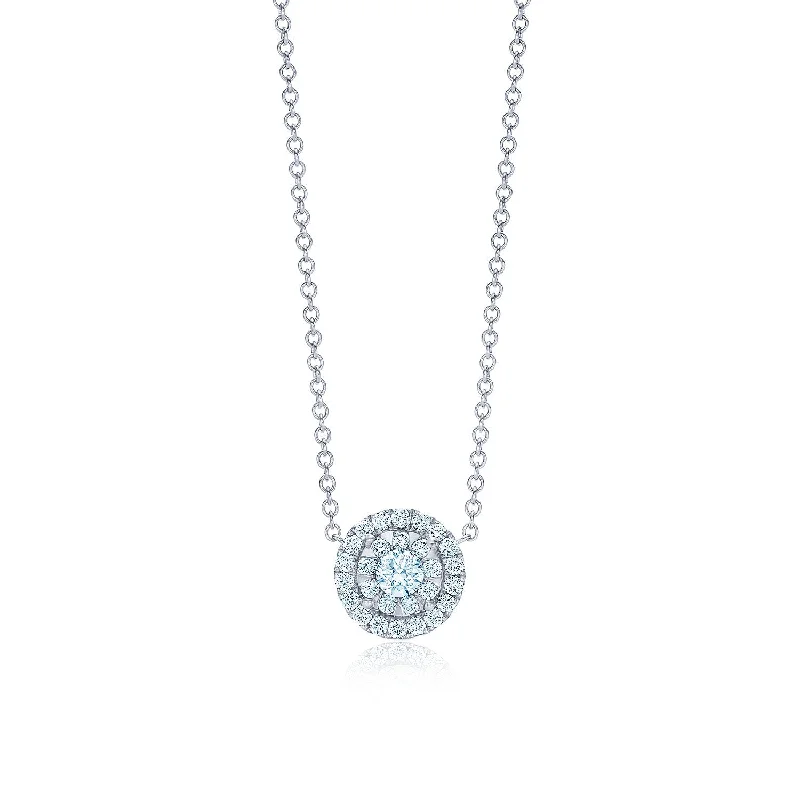 Women’s chain and charm necklace-Sunburst Pendant with Diamond Halo