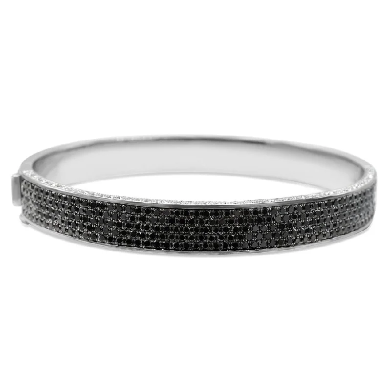 Women’s luxury silver bracelet-Theo Fennell Black & White Diamond Set Bangle - 18ct White Gold