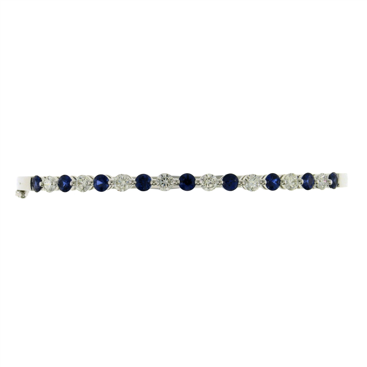 Women’s exclusive bangle-18K White Gold Sapphire and Diamond Clasped Bangle