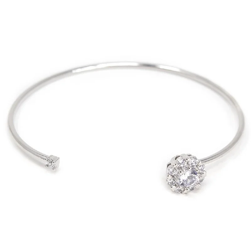 Women’s sparkling bracelet-Rhodium Plated Bangle with Pave Crystal