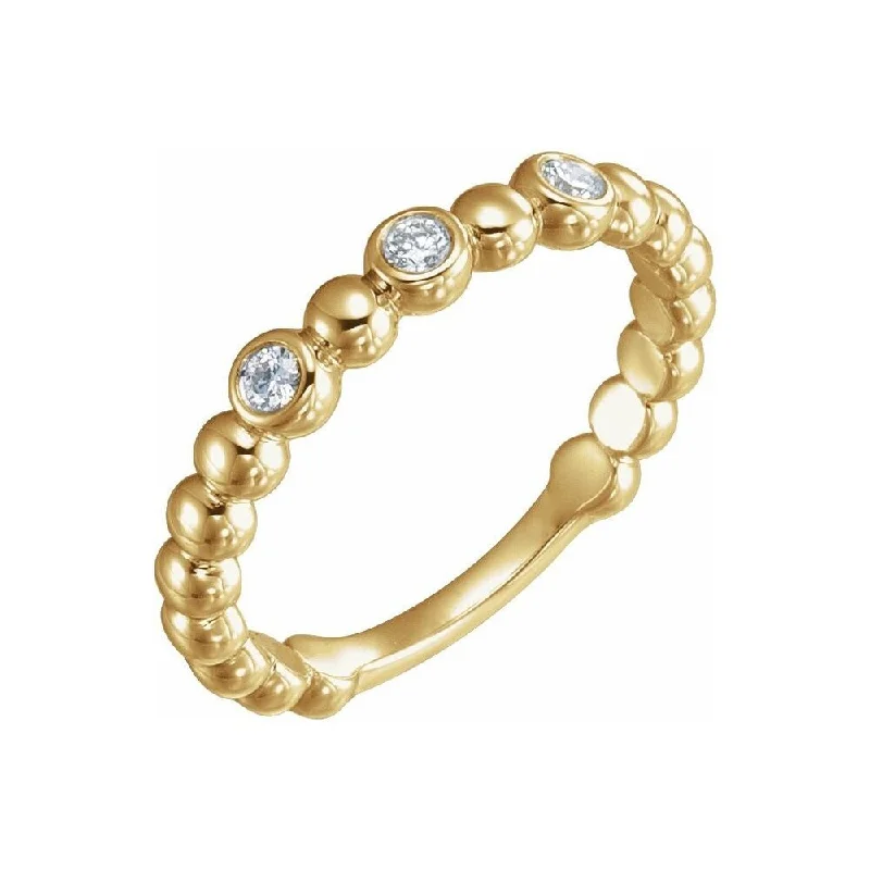 Women’s diamond eternity ring-14K Yellow Gold 1/8 CTW Diamond Beaded Ring for Women