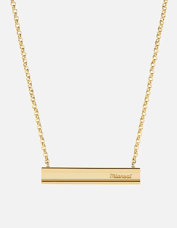 Women’s rose gold necklace-I-Beam Necklace, Gold Plated