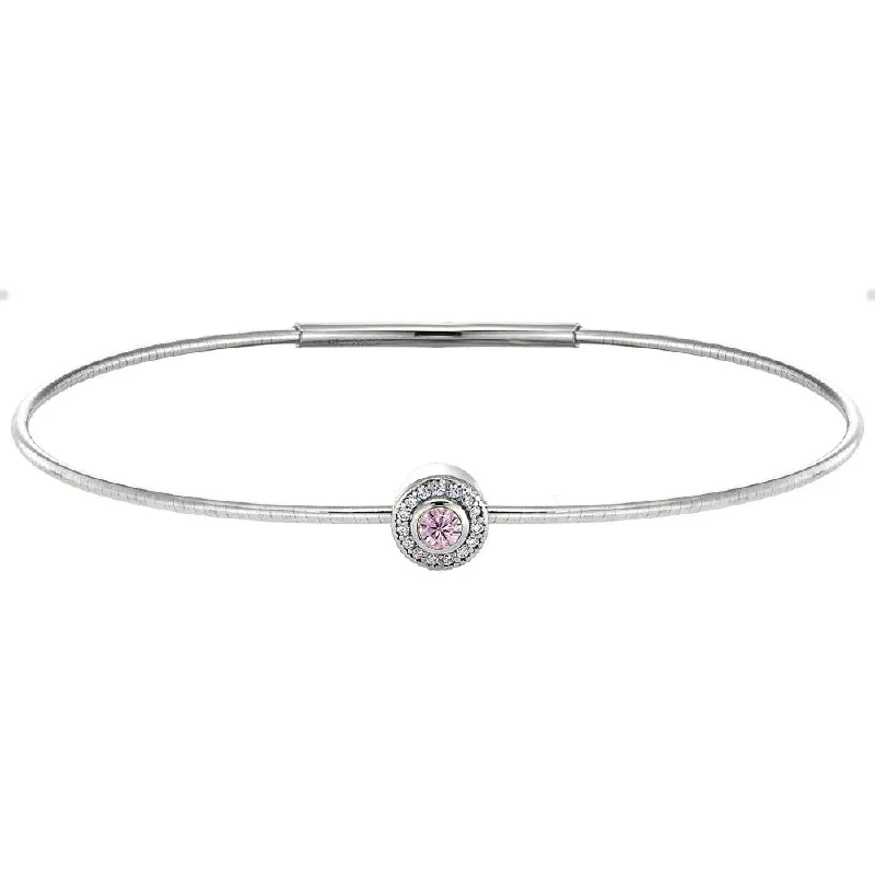 Women’s stackable bangles-Birth Gems Pink Sapphire Bangle