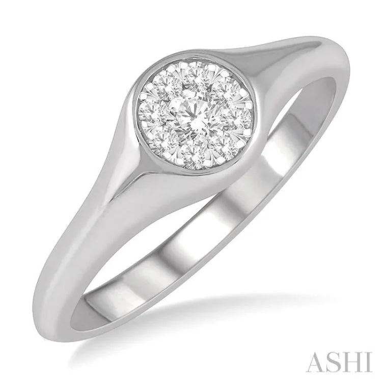 Women’s handcrafted engagement rings-1/6 ctw Round Shape Lovebright Diamond Ring in 14K White Gold