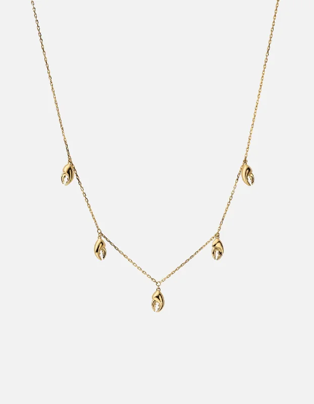 Women’s layered necklace-Lobster Charm Necklace, Gold Vermeil