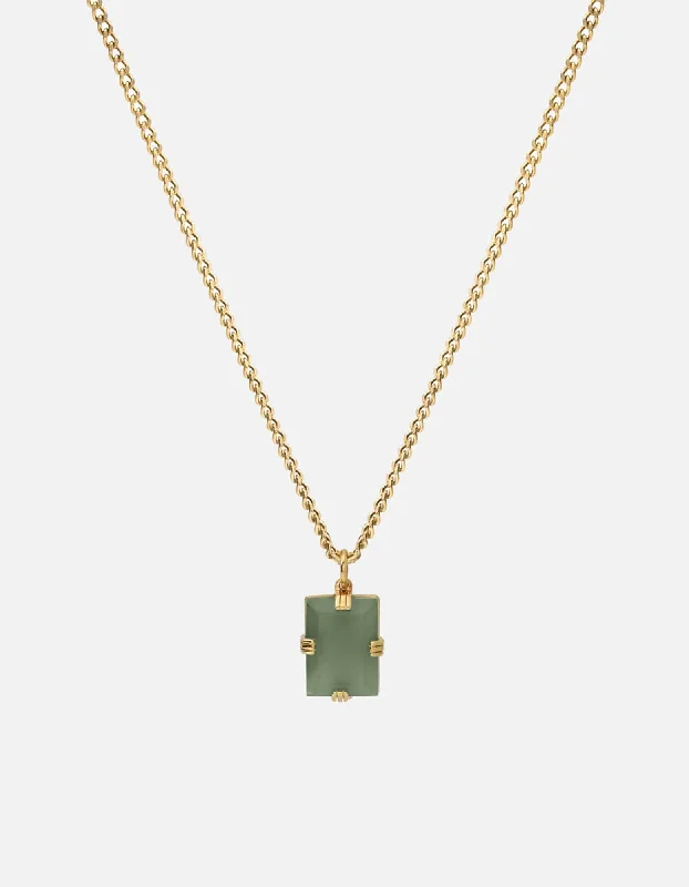 Women’s custom necklace-Lennox Jasper Green Necklace, 14k Gold