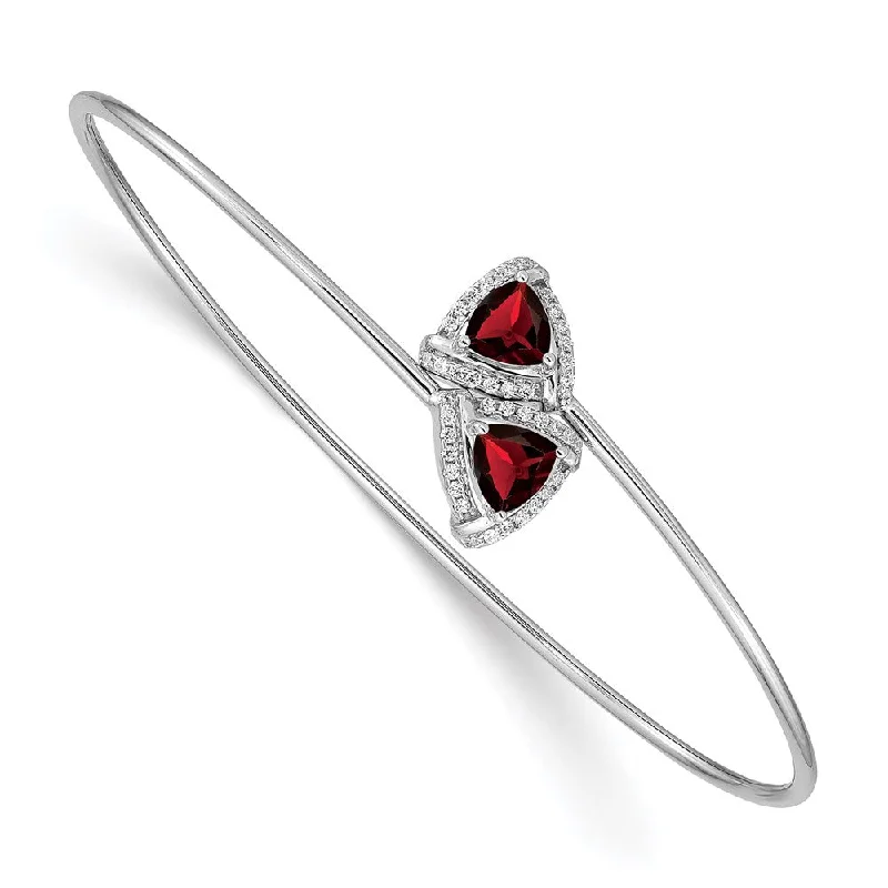 Women’s crystal bangles-14k White Gold Garnet and Diamond Flexible Bangle-WBC-BM4505-GA-016-WA