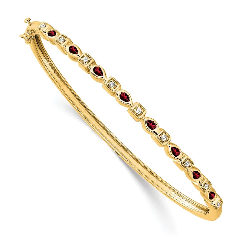 Women’s birthstone bracelet-14k Garnet and Diamond Bangle-WBC-BM7222-GA-011-YA