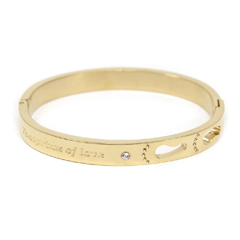 Women’s minimalist bracelet-Stainless St Kids Bangle Footprints Gold Pl