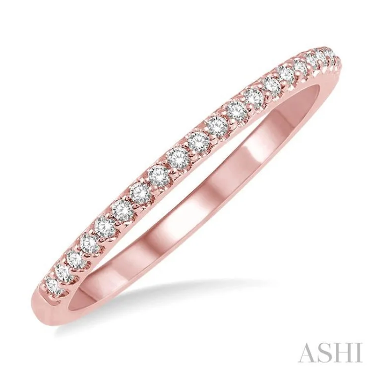 Women’s two-tone engagement rings-1/10 Ctw Round Cut Diamond Wedding Band in 14K Rose Gold