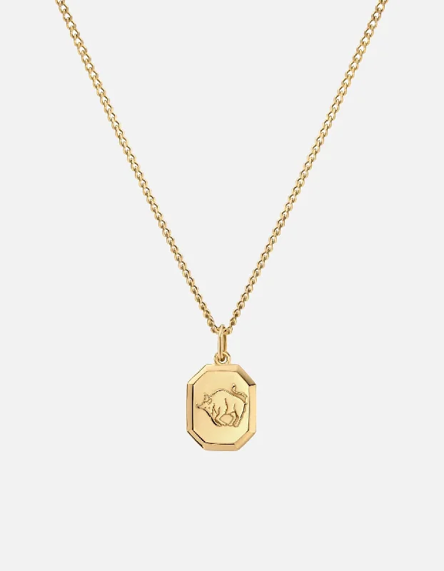 Women’s elegant gold necklace-Taurus Nyle Necklace, Gold Vermeil