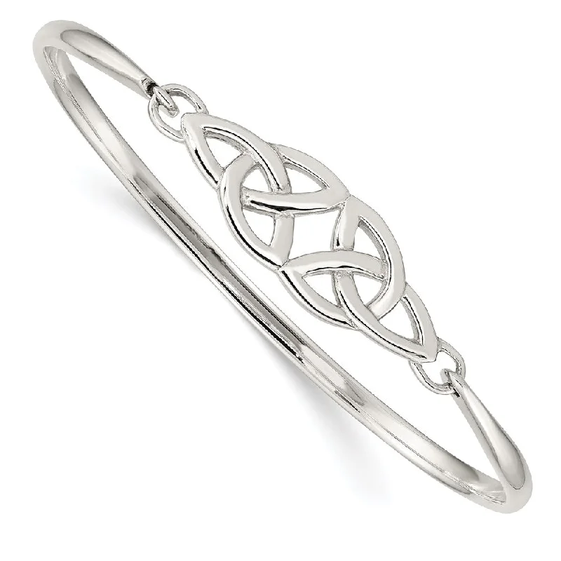 Women’s simple gold bracelet-Sterling Silver Polished Celtic Bangle-WBC-QB1246