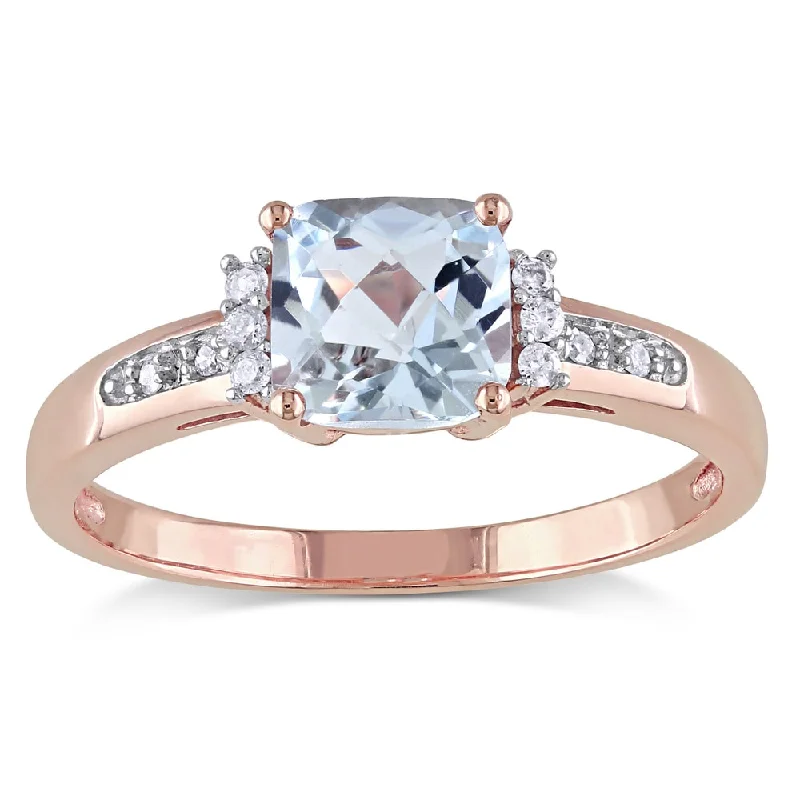 Women’s infinity ring-Miadora 10k Rose Gold Aquamarine and Diamond Accent Cocktail Ring