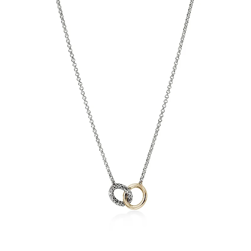 Women’s charm necklace-14K Gold and Sterling Silver Essential Linked Necklace