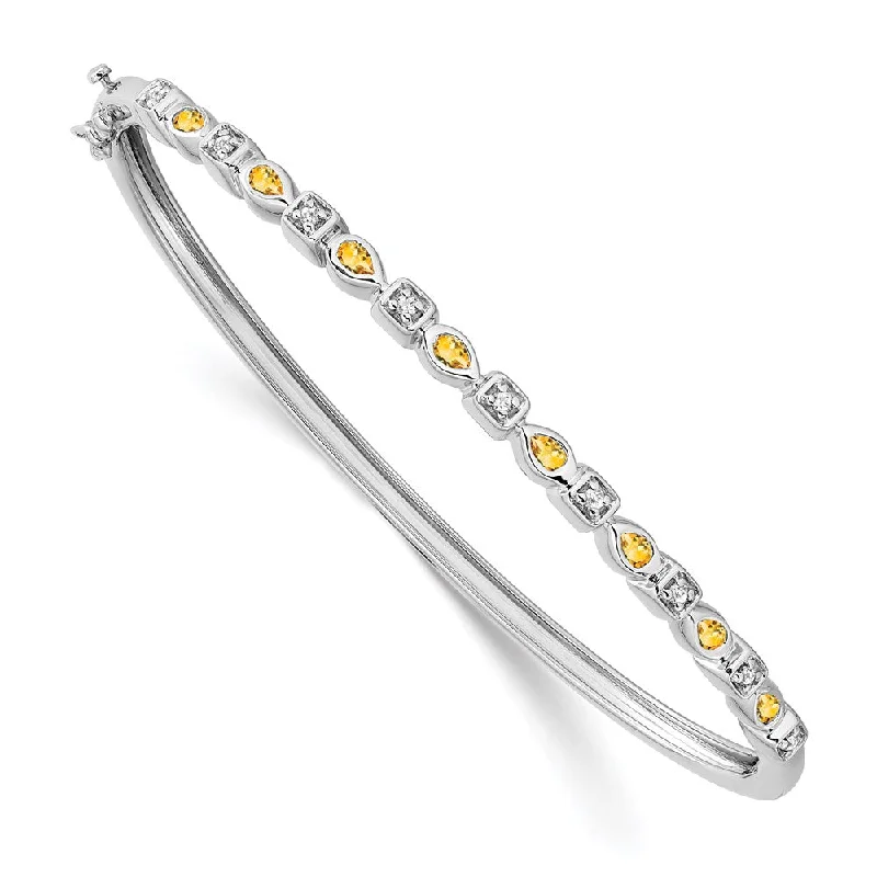 Women’s stackable bangles-14k White Gold Citrine and Diamond Bangle-WBC-BM7222-CI-011-WA