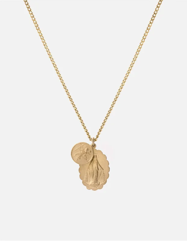 Women’s multi-strand necklace-Mini Saints Necklace, 14k Matte Gold