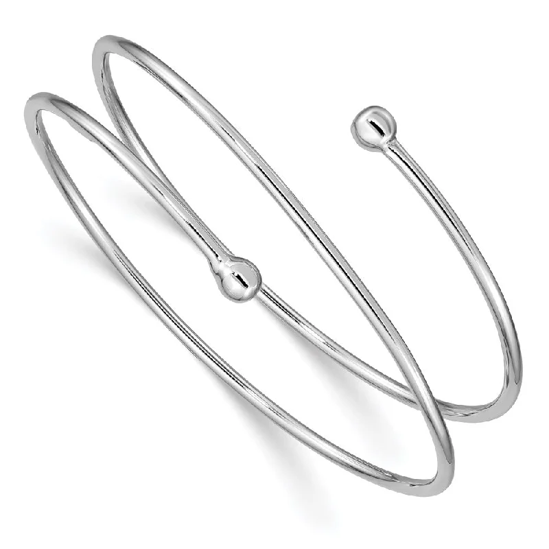 Women’s bangle bracelet set-Sterling Silver Rhodium-plated Flexible Wrap Bangle-WBC-QB899