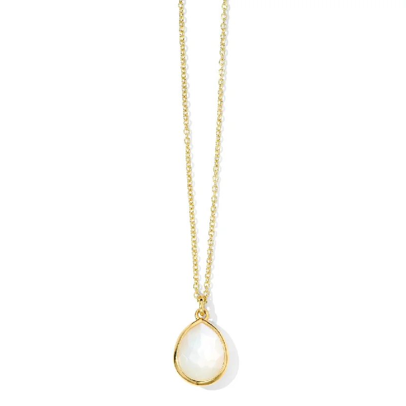 Women’s chain necklace-18K Gold Mother of Pearl Mini Teardrop Pendant Necklace