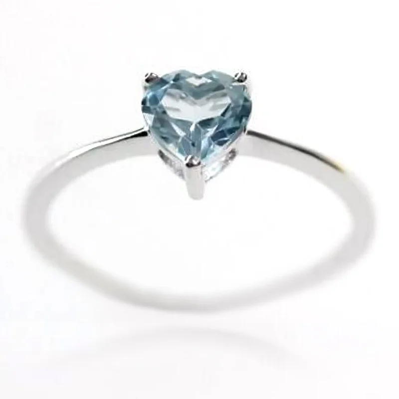 Women’s sapphire wedding ring-925 Sterling Silver Sky Blue Topaz Gemstone Solitaire Ring