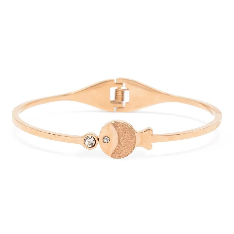 Women’s vintage bracelet-Stainless Steel Bangle Fish Crystal Rose Gold Plated